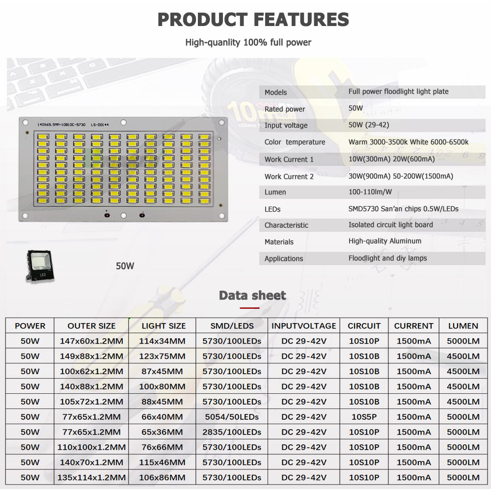 50W LED PCB + 드라이버 투광 조명 플레이트  - Flood Tray Table 리뷰 및 가격